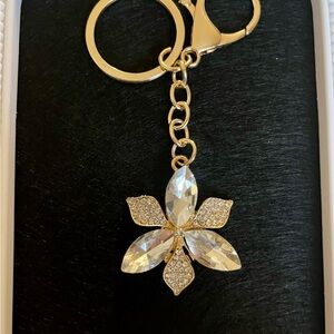 Gold Flower Keychain with Crystal Accents 10$ and Under 3/20$